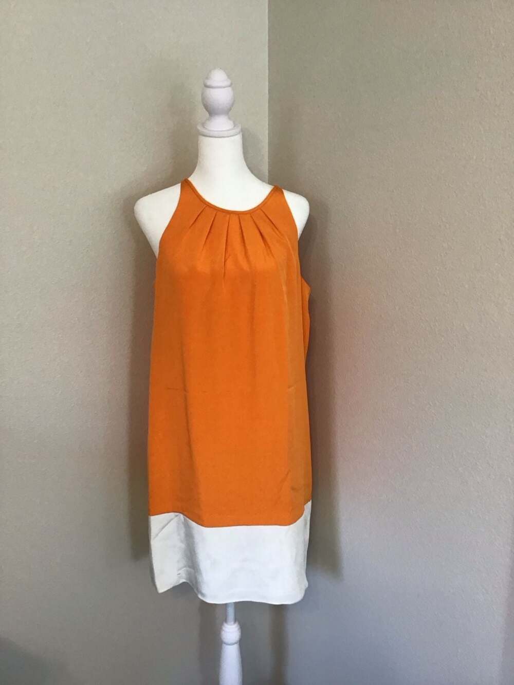 Theory Charlaine Silk Blend Colorblock Sleeveless Shift Dress Size 8 Chic